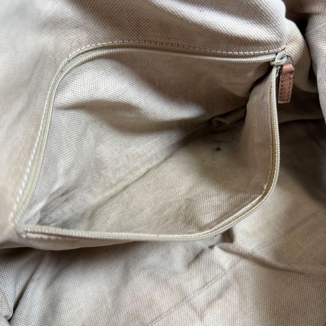 GUCCI Hand Shoulder Bag Tote Purse 2way Diamante Canvas Leather Beige Authentic