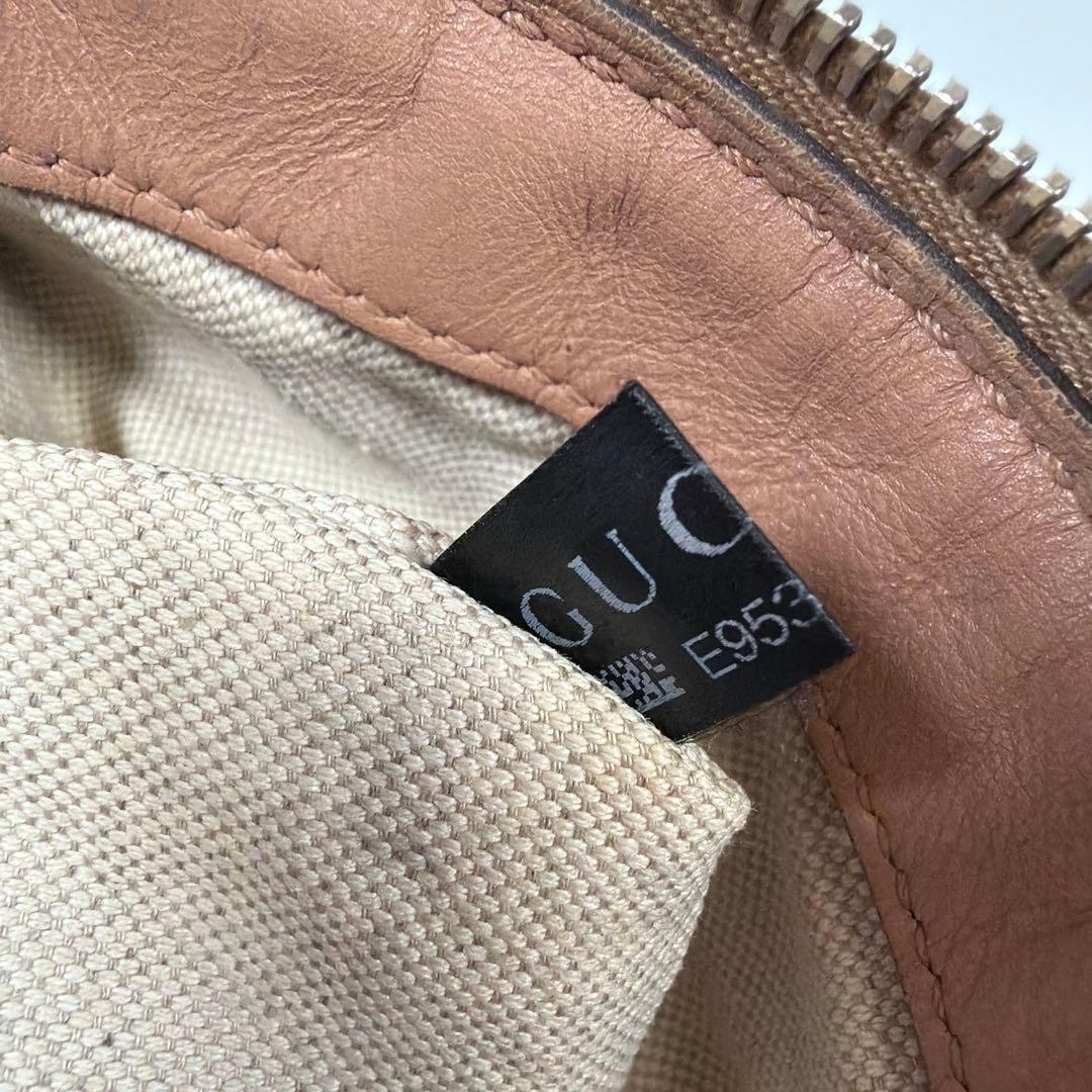 GUCCI Hand Shoulder Bag Tote Purse 2way Diamante Canvas Leather Beige Authentic