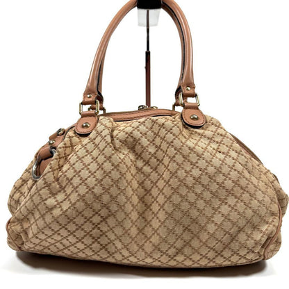 GUCCI Hand Shoulder Bag Tote Purse 2way Diamante Canvas Leather Beige Authentic