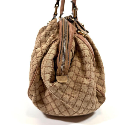 GUCCI Hand Shoulder Bag Tote Purse 2way Diamante Canvas Leather Beige Authentic