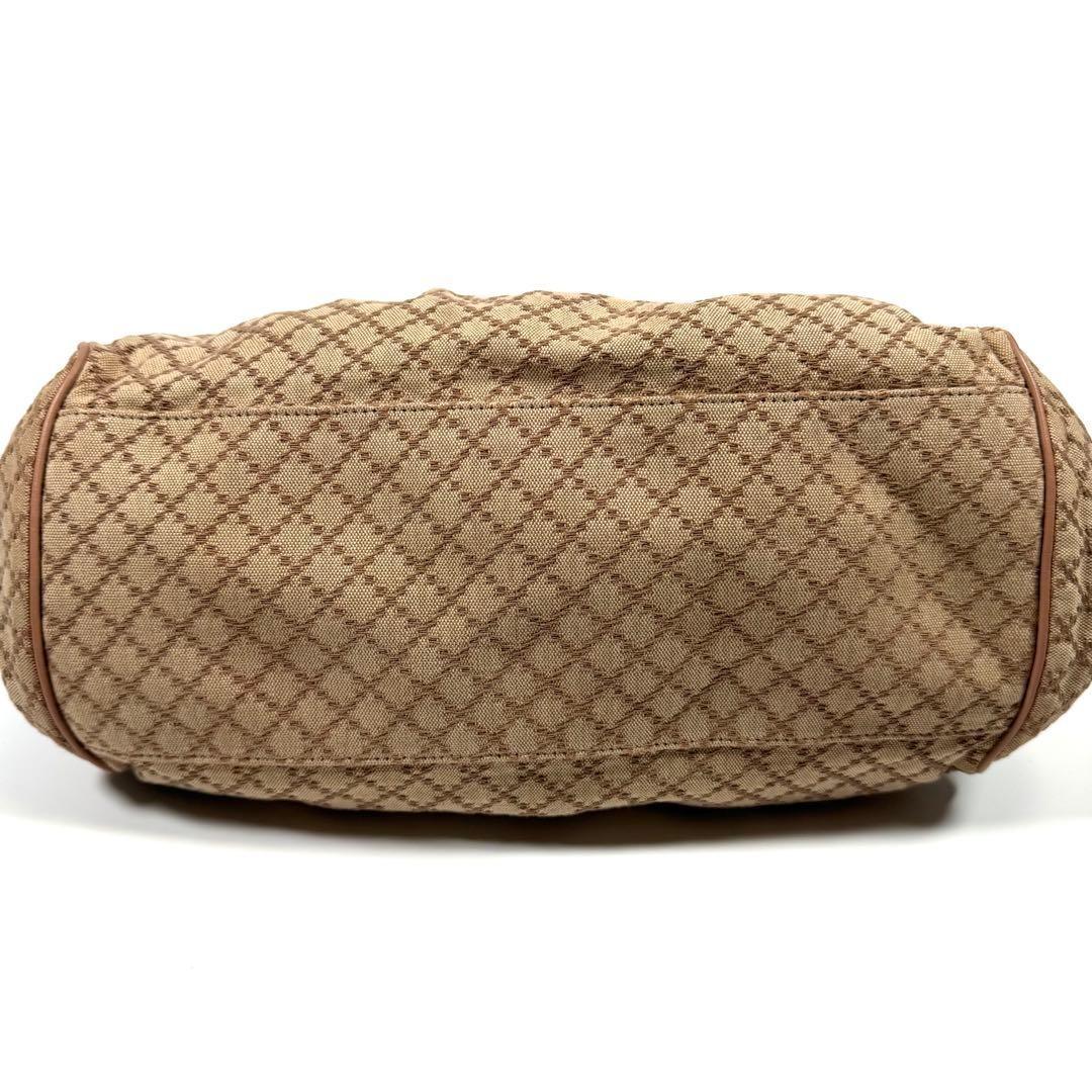 GUCCI Hand Shoulder Bag Tote Purse 2way Diamante Canvas Leather Beige Authentic