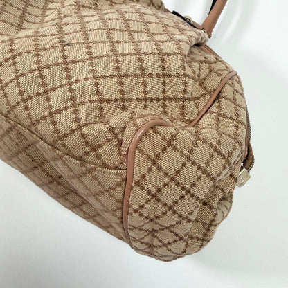 GUCCI Hand Shoulder Bag Tote Purse 2way Diamante Canvas Leather Beige Authentic