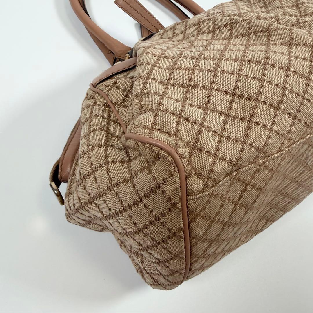 GUCCI Hand Shoulder Bag Tote Purse 2way Diamante Canvas Leather Beige Authentic