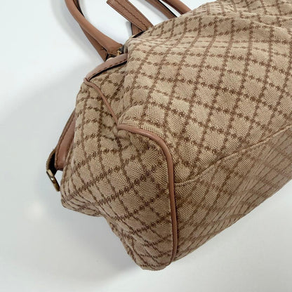 GUCCI Hand Shoulder Bag Tote Purse 2way Diamante Canvas Leather Beige Authentic