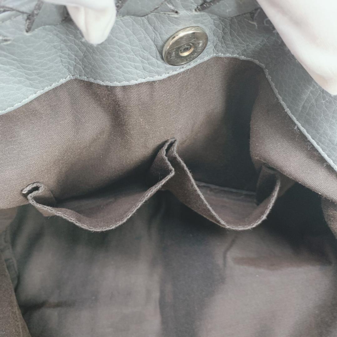 GUCCI Hand Bag Tote Purse Bamboo Leather Gray Authentic