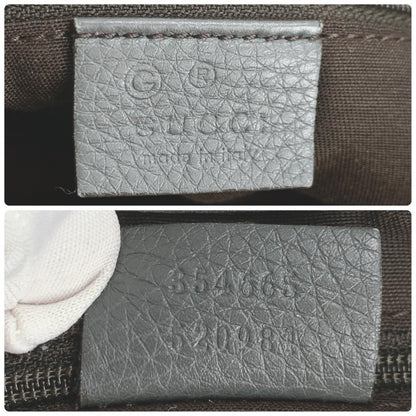 GUCCI Hand Bag Tote Purse Bamboo Leather Gray Authentic