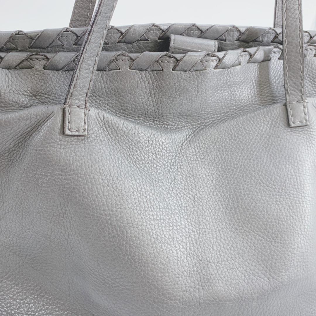 GUCCI Hand Bag Tote Purse Bamboo Leather Gray Authentic