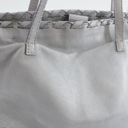 GUCCI Hand Bag Tote Purse Bamboo Leather Gray Authentic