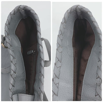 GUCCI Hand Bag Tote Purse Bamboo Leather Gray Authentic