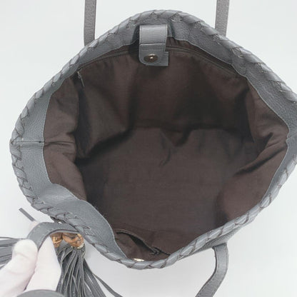 GUCCI Hand Bag Tote Purse Bamboo Leather Gray Authentic