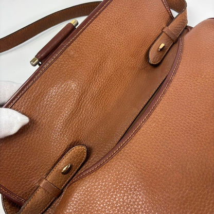 GUCCI Shoulder Bag Purse Interlocking Leather Brown Authentic