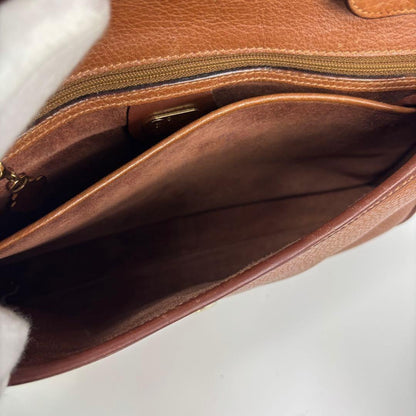 GUCCI Shoulder Bag Purse Interlocking Leather Brown Authentic