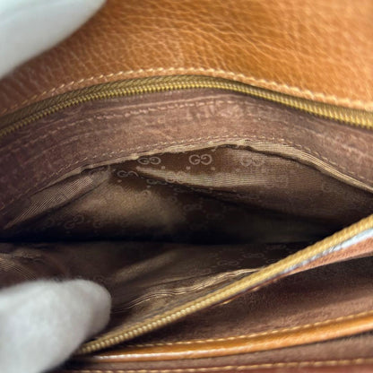 GUCCI Shoulder Bag Purse Interlocking Leather Brown Authentic