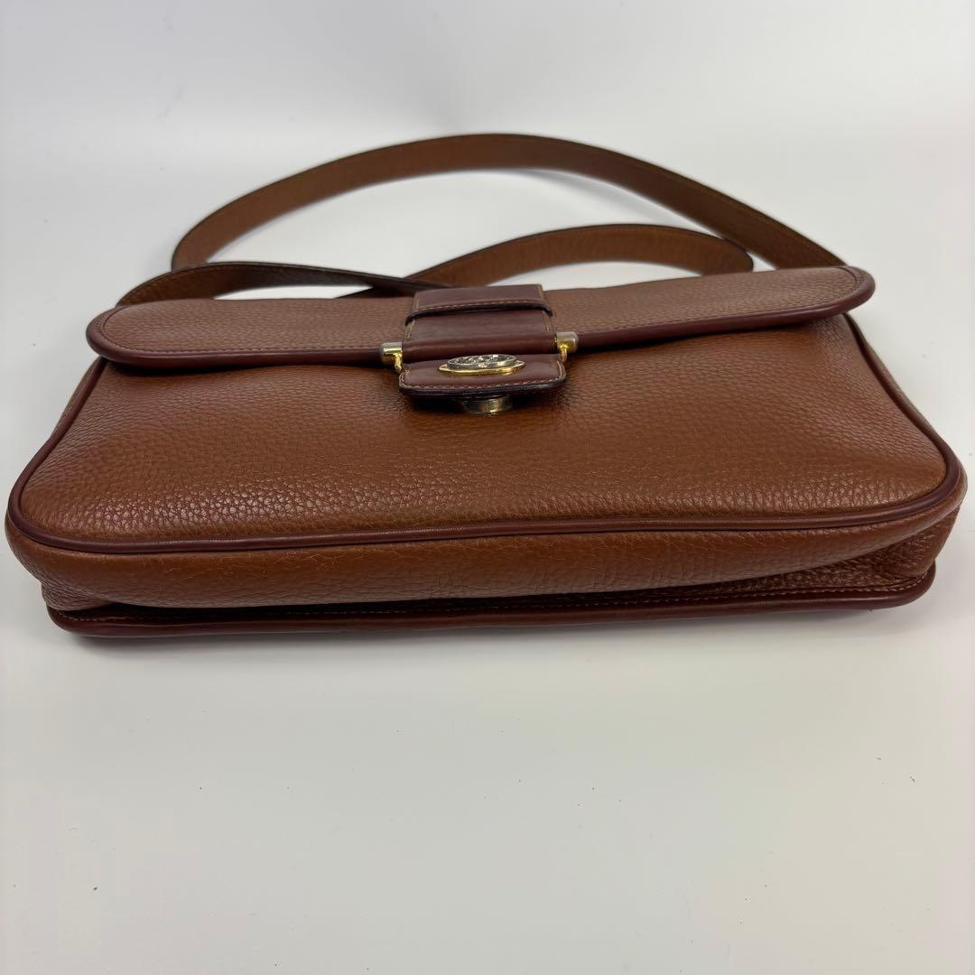 GUCCI Shoulder Bag Purse Interlocking Leather Brown Authentic