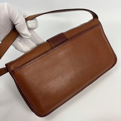 GUCCI Shoulder Bag Purse Interlocking Leather Brown Authentic