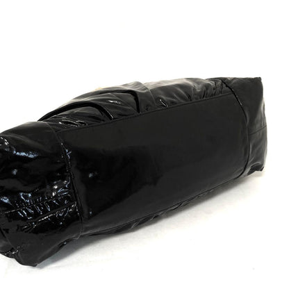 GUCCI Hand Bag Tote Purse Logo Patent Leather Black Authentic