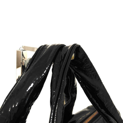 GUCCI Hand Bag Tote Purse Logo Patent Leather Black Authentic