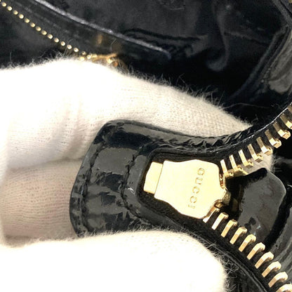 GUCCI Hand Bag Tote Purse Logo Patent Leather Black Authentic
