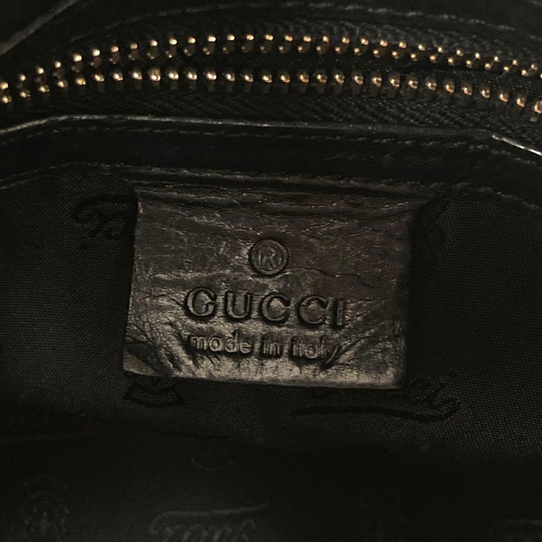 GUCCI Hand Bag Tote Purse Logo Patent Leather Black Authentic