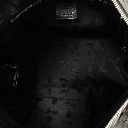 GUCCI Hand Bag Tote Purse Logo Patent Leather Black Authentic