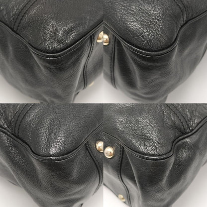 GUCCI Hand Bag Tote Purse Ribbon Leather Black Authentic