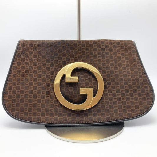 GUCCI Clutch Bag Second Bag GG Leather Brown Authentic