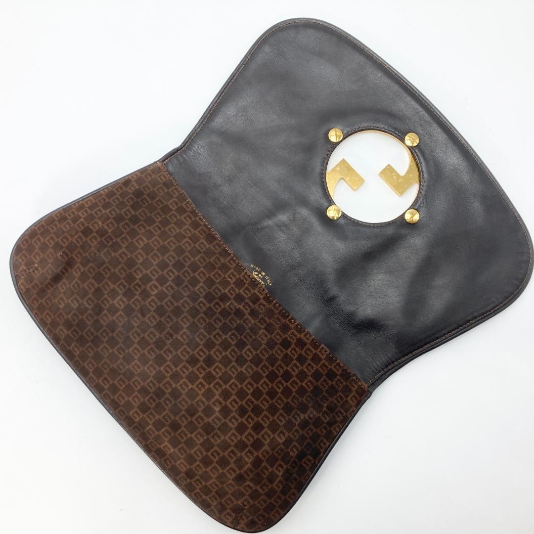 GUCCI Clutch Bag Second Bag GG Leather Brown Authentic