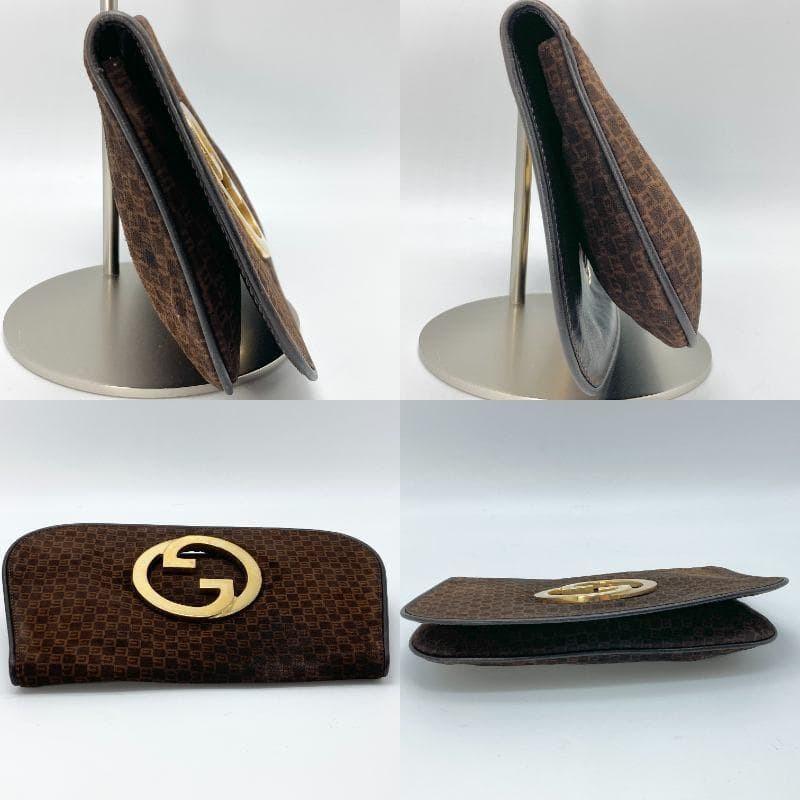 GUCCI Clutch Bag Second Bag GG Leather Brown Authentic