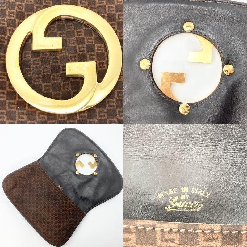 GUCCI Clutch Bag Second Bag GG Leather Brown Authentic