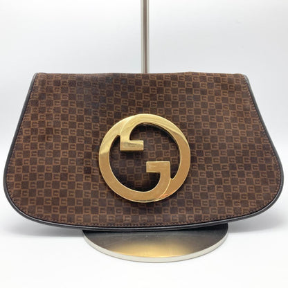 GUCCI Clutch Bag Second Bag GG Leather Brown Authentic