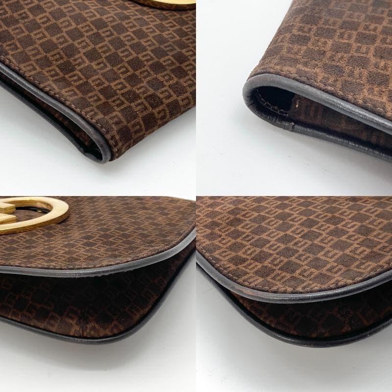 GUCCI Clutch Bag Second Bag GG Leather Brown Authentic