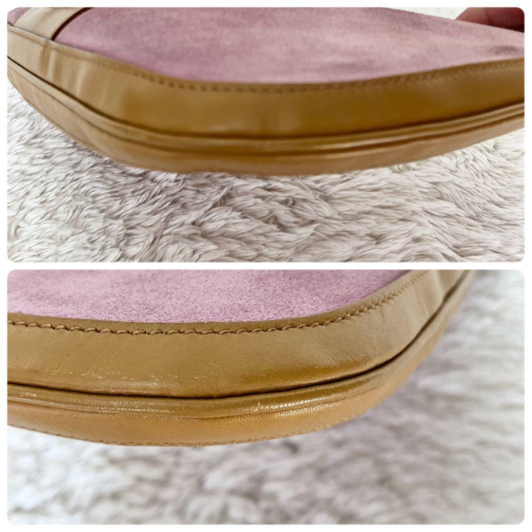 GUCCI One Shoulder Bag Purse Leather Suede Pink Brown Authentic