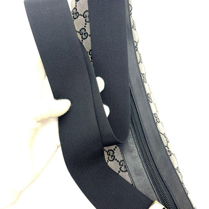 GUCCI One Shoulder Bag Purse GG Canvas Leather Brown Black Authentic