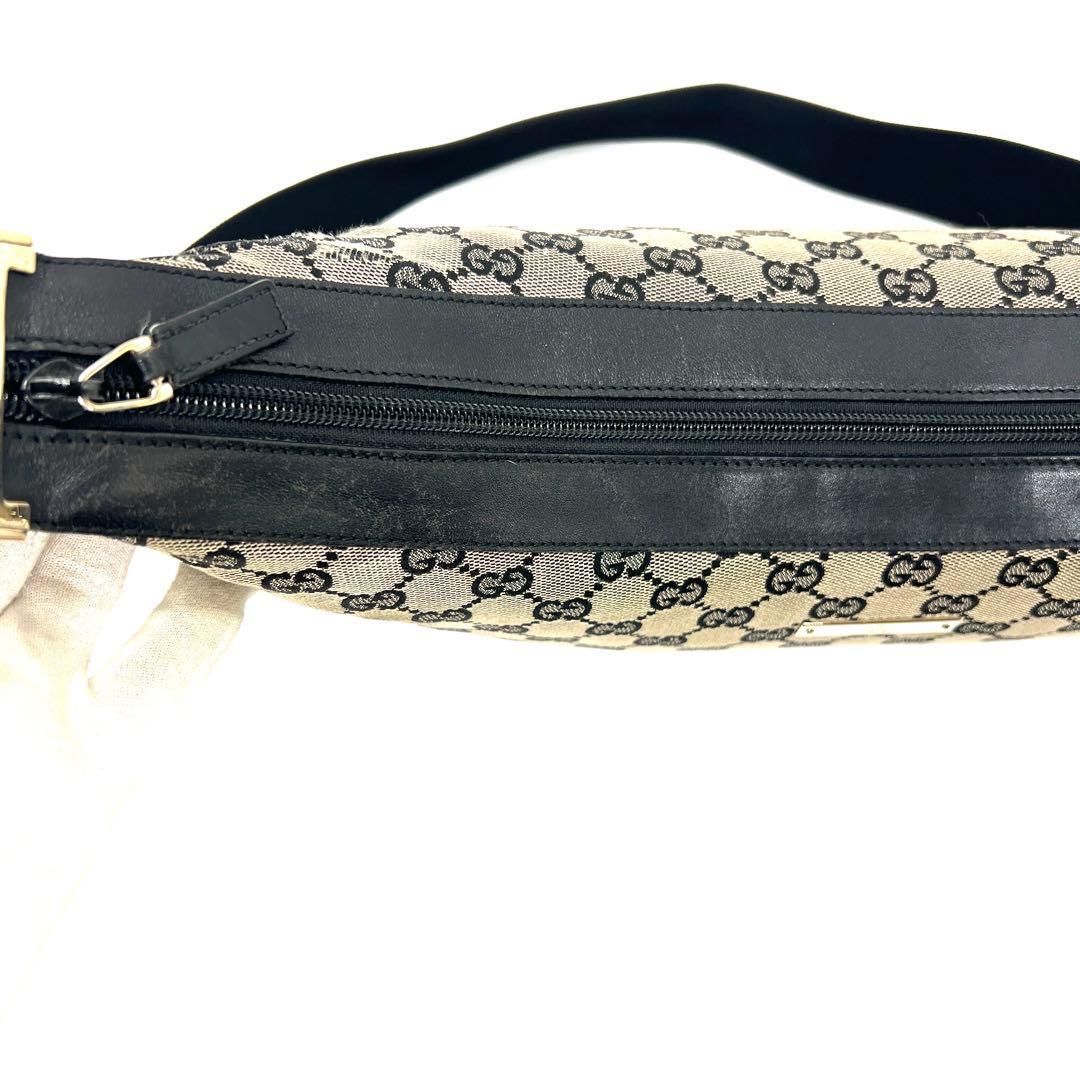 GUCCI One Shoulder Bag Purse GG Canvas Leather Brown Black Authentic