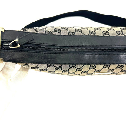 GUCCI One Shoulder Bag Purse GG Canvas Leather Brown Black Authentic