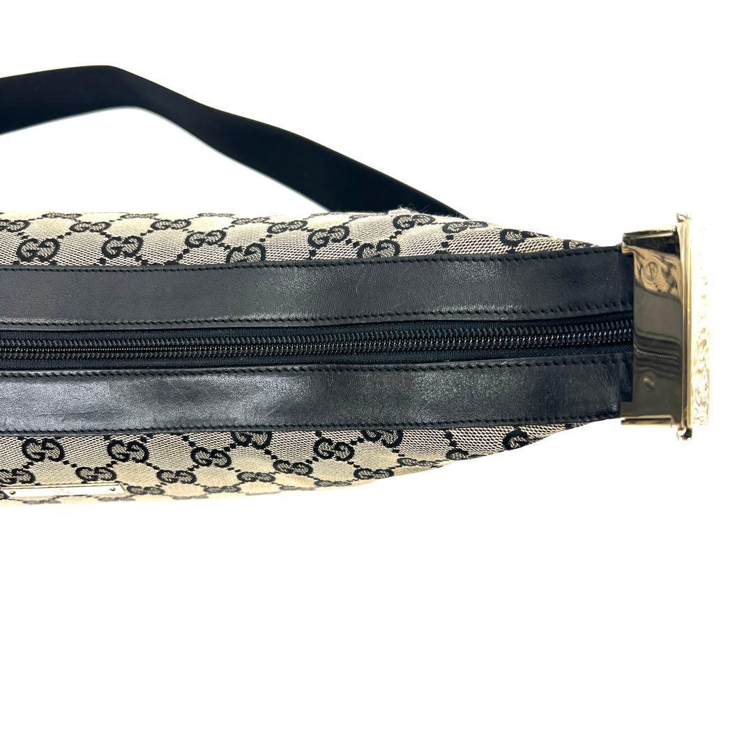 GUCCI One Shoulder Bag Purse GG Canvas Leather Brown Black Authentic