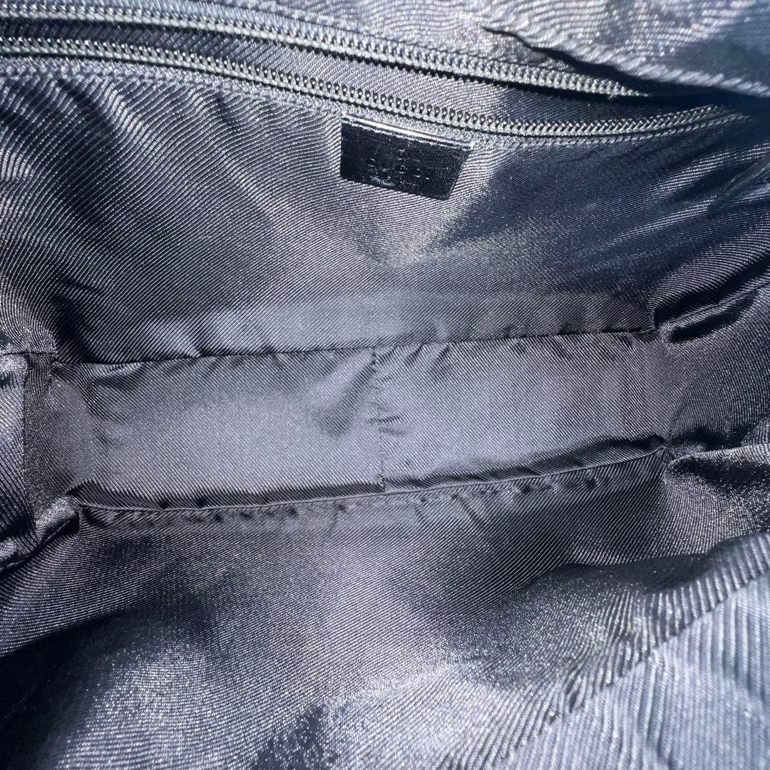 GUCCI One Shoulder Bag Purse GG Canvas Leather Brown Black Authentic