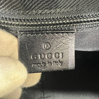 GUCCI One Shoulder Bag Purse GG Canvas Leather Brown Black Authentic