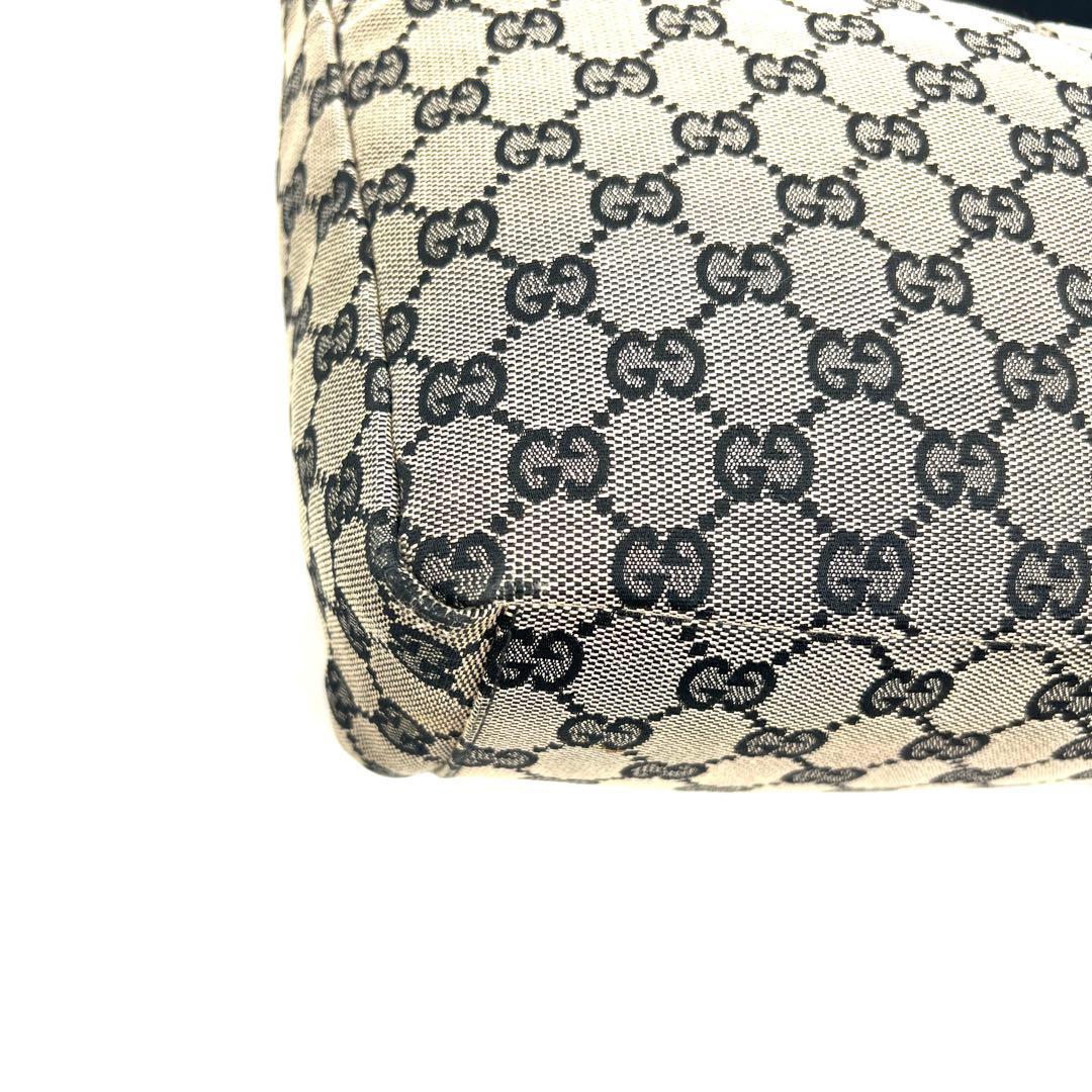 GUCCI One Shoulder Bag Purse GG Canvas Leather Brown Black Authentic