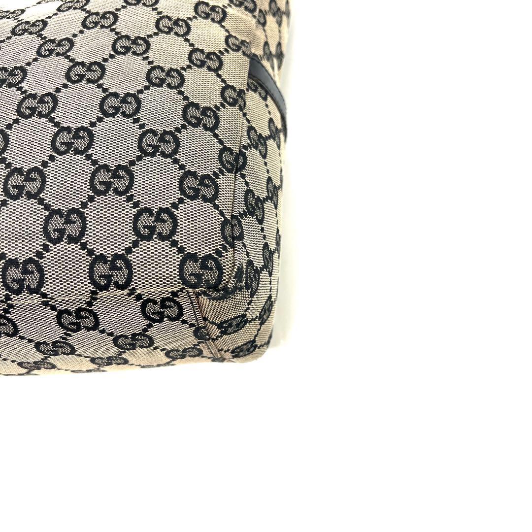 GUCCI One Shoulder Bag Purse GG Canvas Leather Brown Black Authentic