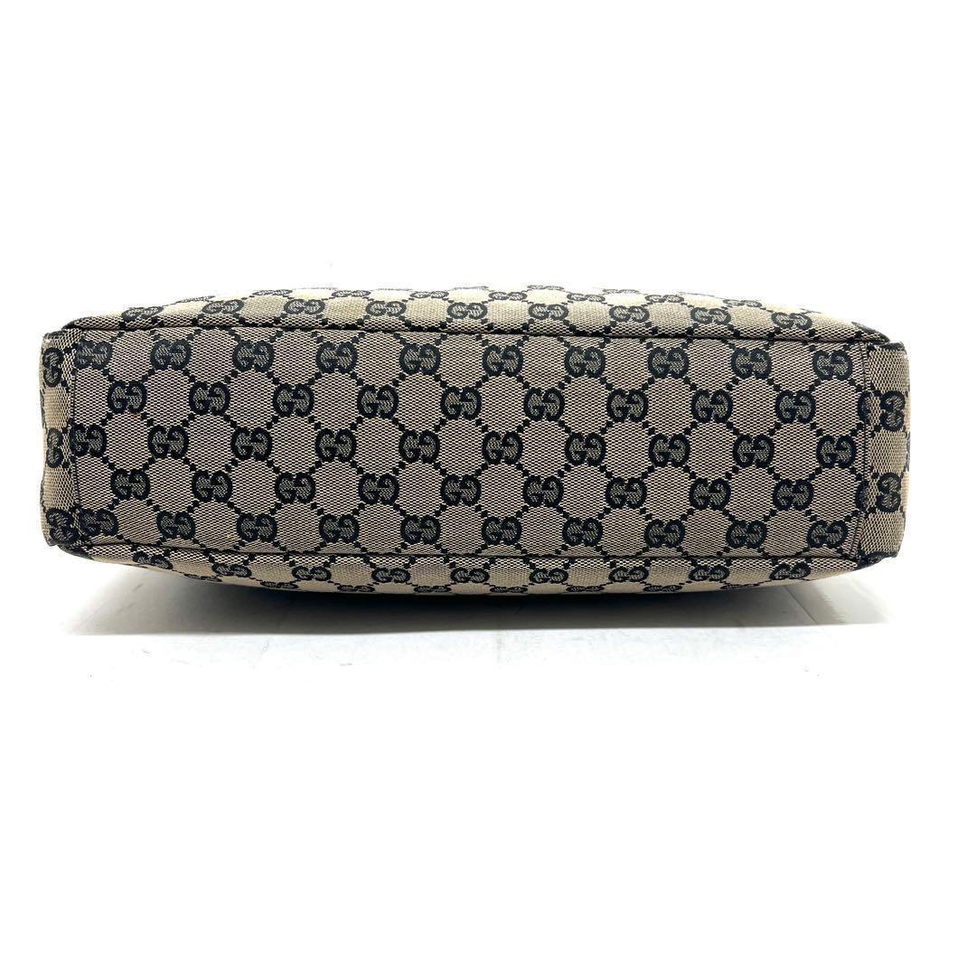 GUCCI One Shoulder Bag Purse GG Canvas Leather Brown Black Authentic