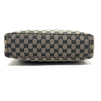 GUCCI One Shoulder Bag Purse GG Canvas Leather Brown Black Authentic