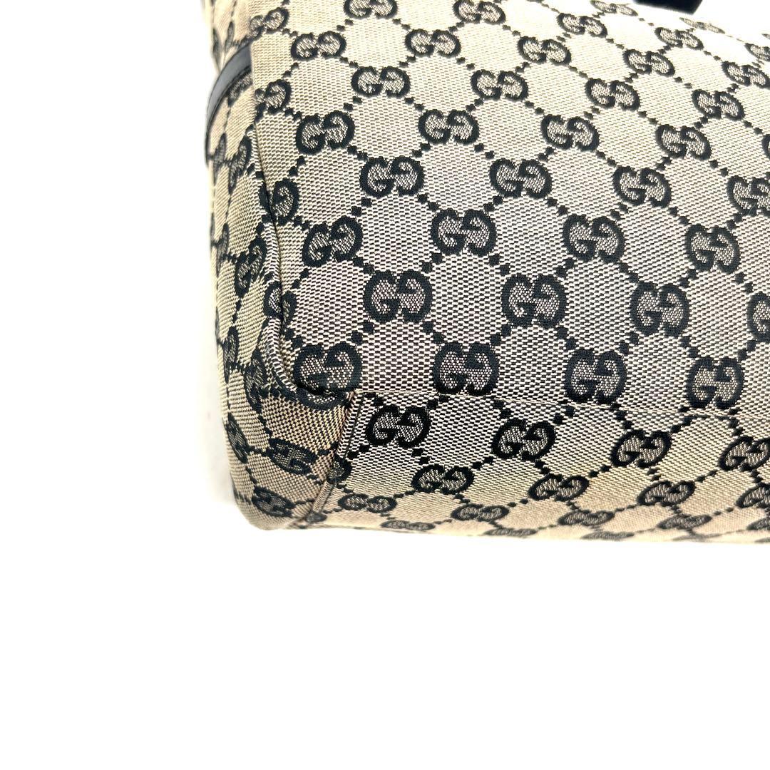 GUCCI One Shoulder Bag Purse GG Canvas Leather Brown Black Authentic