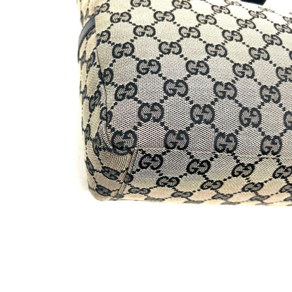 GUCCI One Shoulder Bag Purse GG Canvas Leather Brown Black Authentic